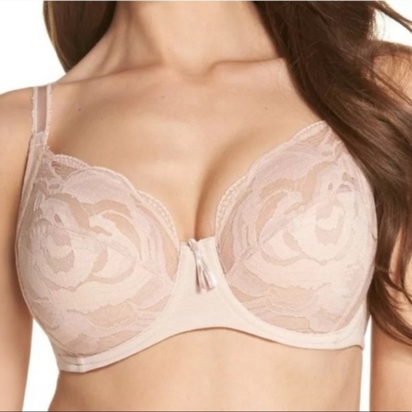 Wacoal Top Tier Underwire Lace Bra Nude Rose Dust 855223 32DD - Picture 1 of 13